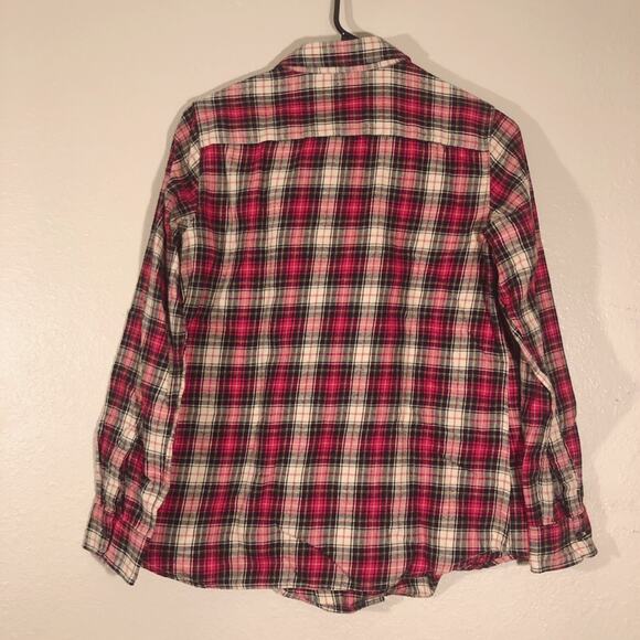 Uniqlo Twilightcore medium red plaid checkered long sleeve button up shirt - Picture 6 of 6